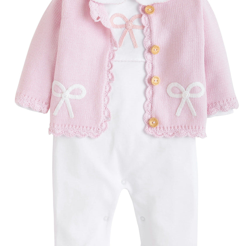 Crochet Cardigan - Pink Bow