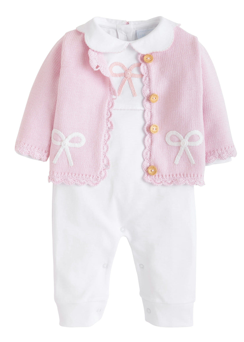 Crochet Cardigan - Pink Bow