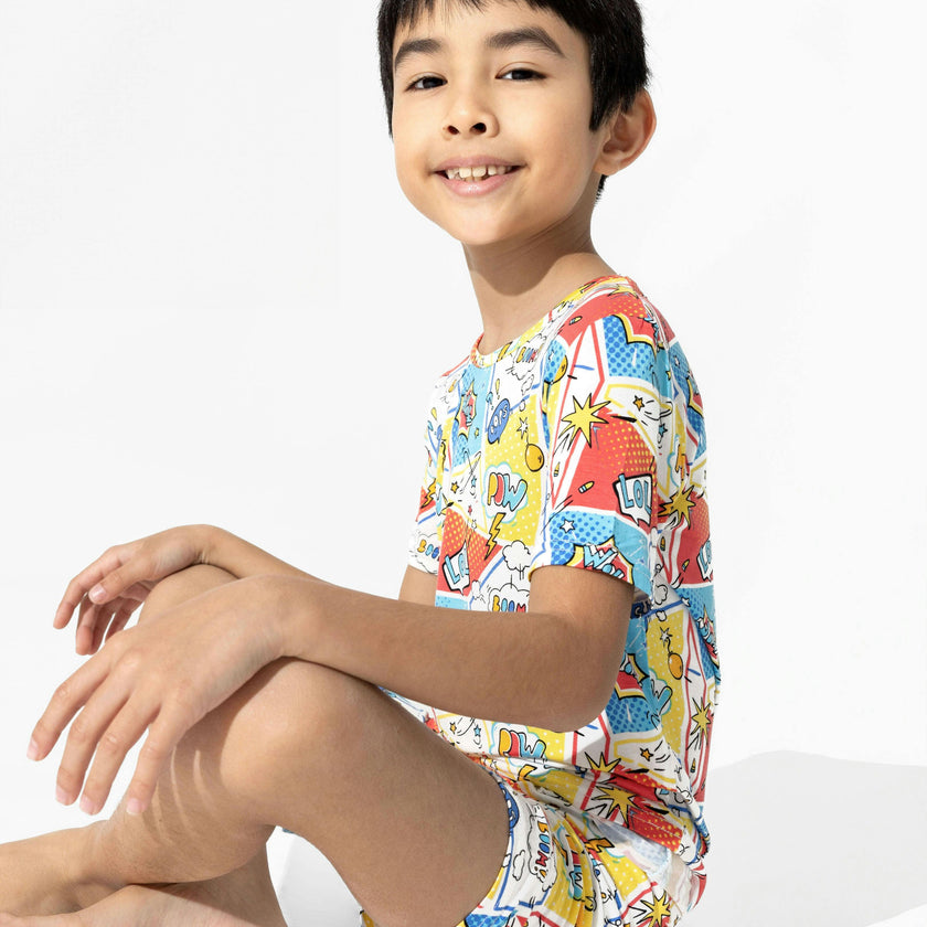 Comic Hero Bamboo Kids Pajama Short Set