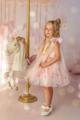 Twinkle Star Blush Pink Sequin Birthday Dress for Girls