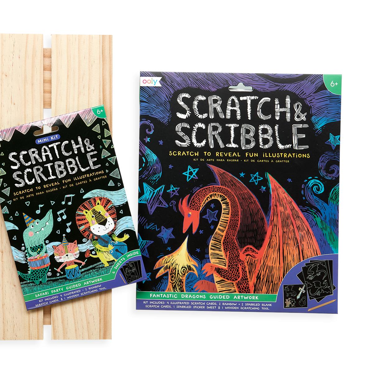 Scratch and Scribble Mini Scratch Art Kit - Safari Party - 6 Cards