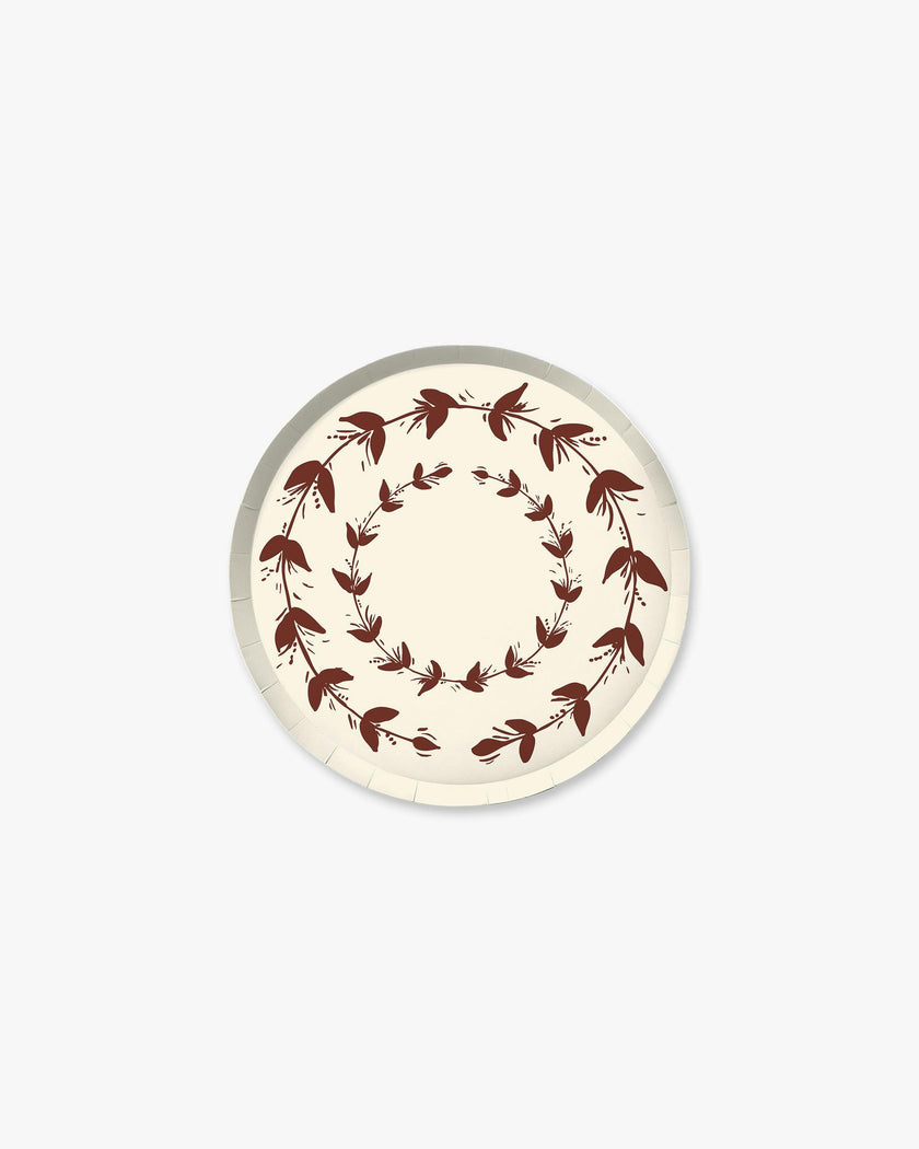 Verde Vines Hors d’Oeuvres Plate Set in Ivory//Mahogany