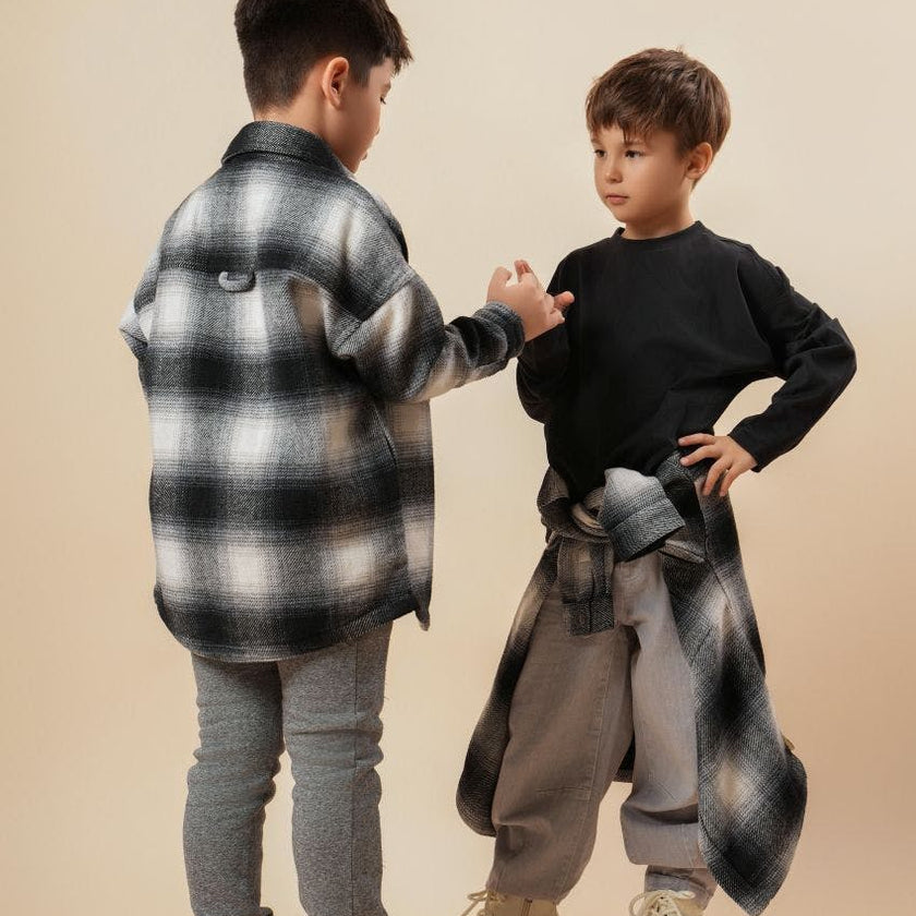 Elongated Oversized Plaid Shirt Jacket