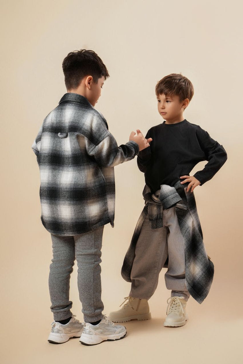 Elongated Oversized Plaid Shirt Jacket