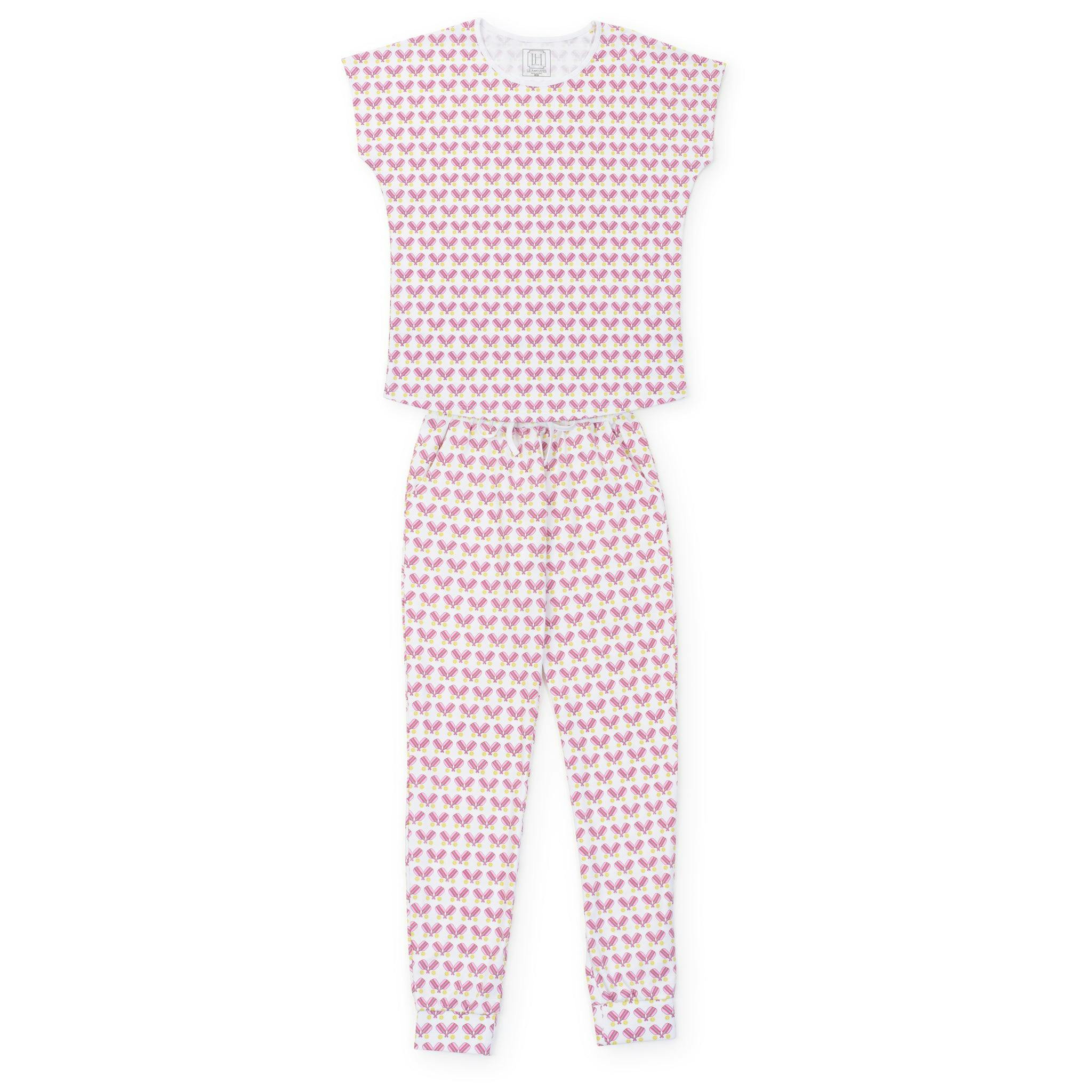 Melanie Women's Pajama Jogger Pant Set - Pickleball Pink