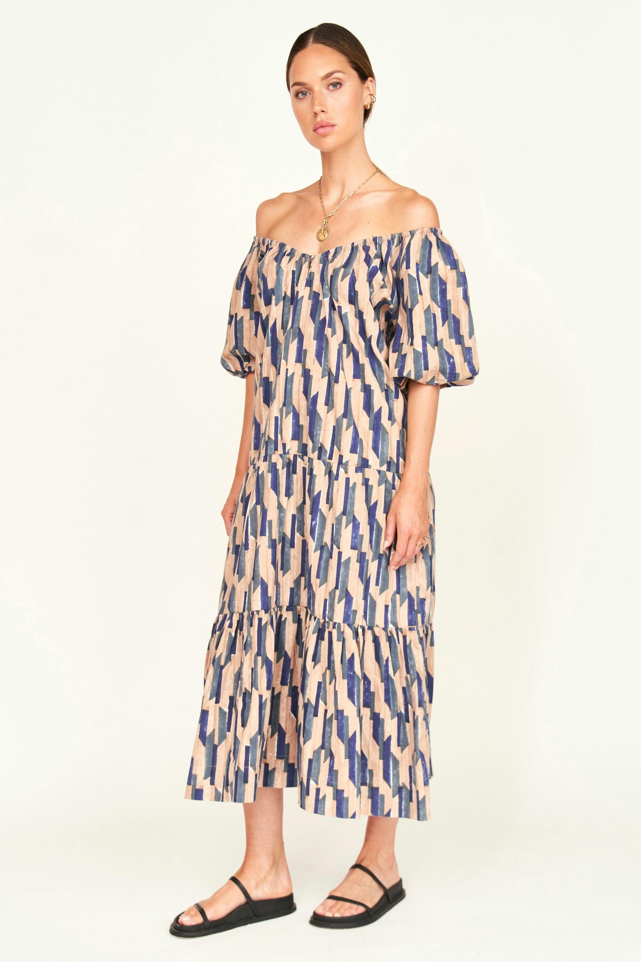Capri Dress in Cerulean Rainfall