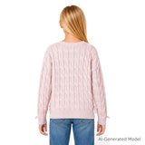 Tween (7-18) Girls Cable Knit Sweater | Lace-Up Details