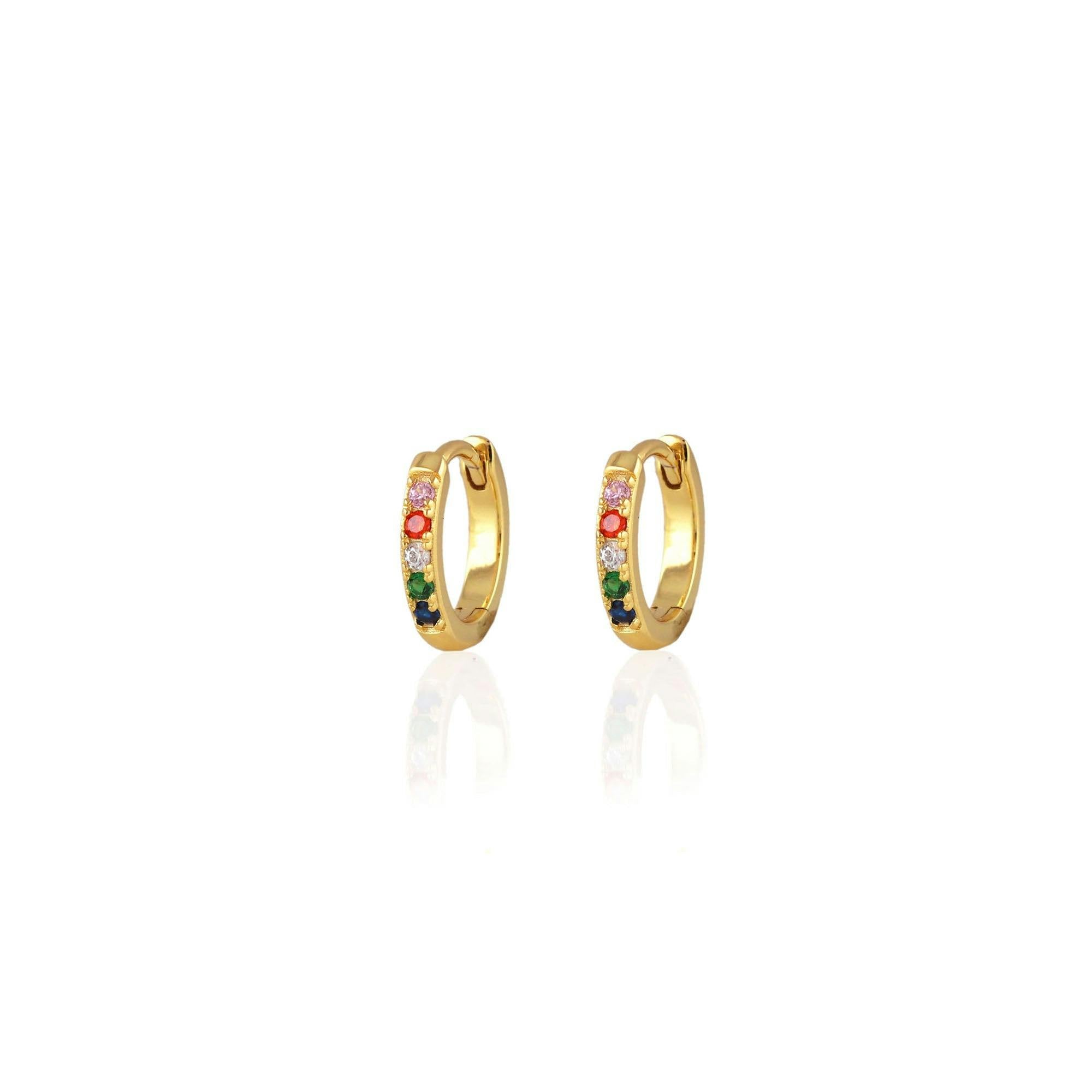 Rainbow Crystal 12mm Huggie Hoop Earrings