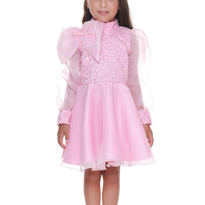Pink Aaliyah Organza Bow Dress