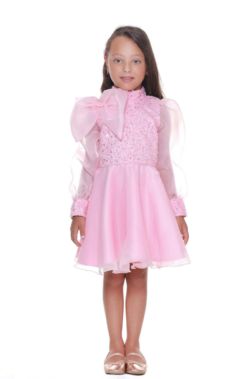 Pink Aaliyah Organza Bow Dress