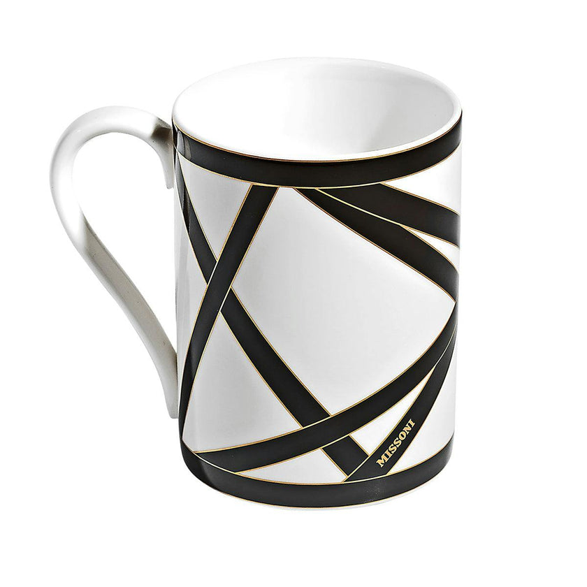 Mug Cup NASTRI in Luxury Box Black diam. 3", H 3.9", cap. 12.5 oz