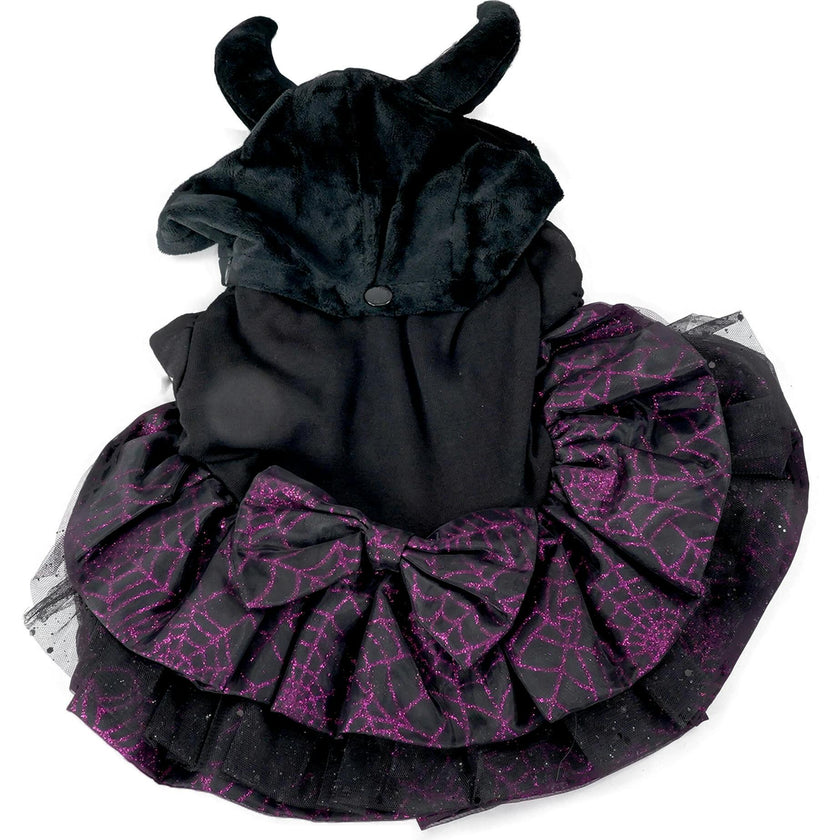 DEVIL HORN HAT GLITTER DRESS, Black