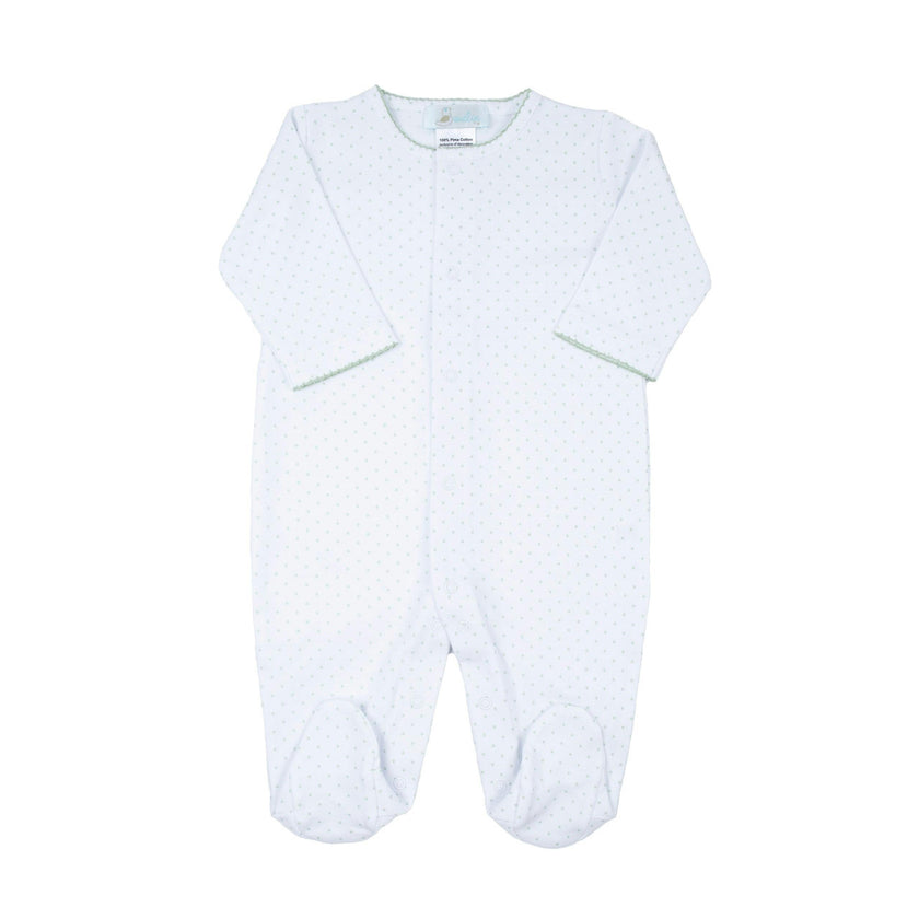 Sage Polka Dot Pima Footie