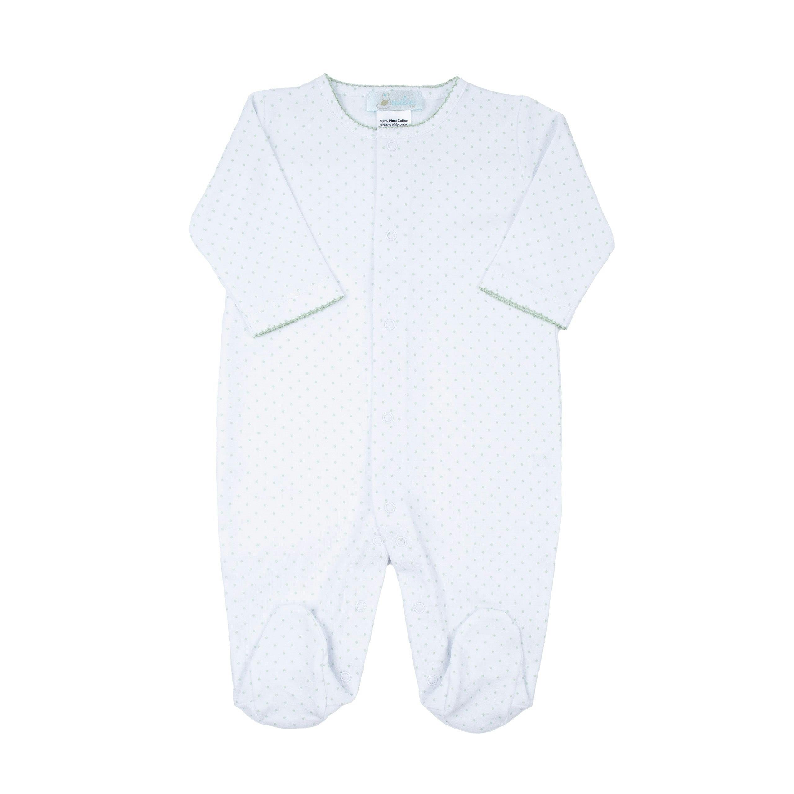 Sage Polka Dot Pima Footie