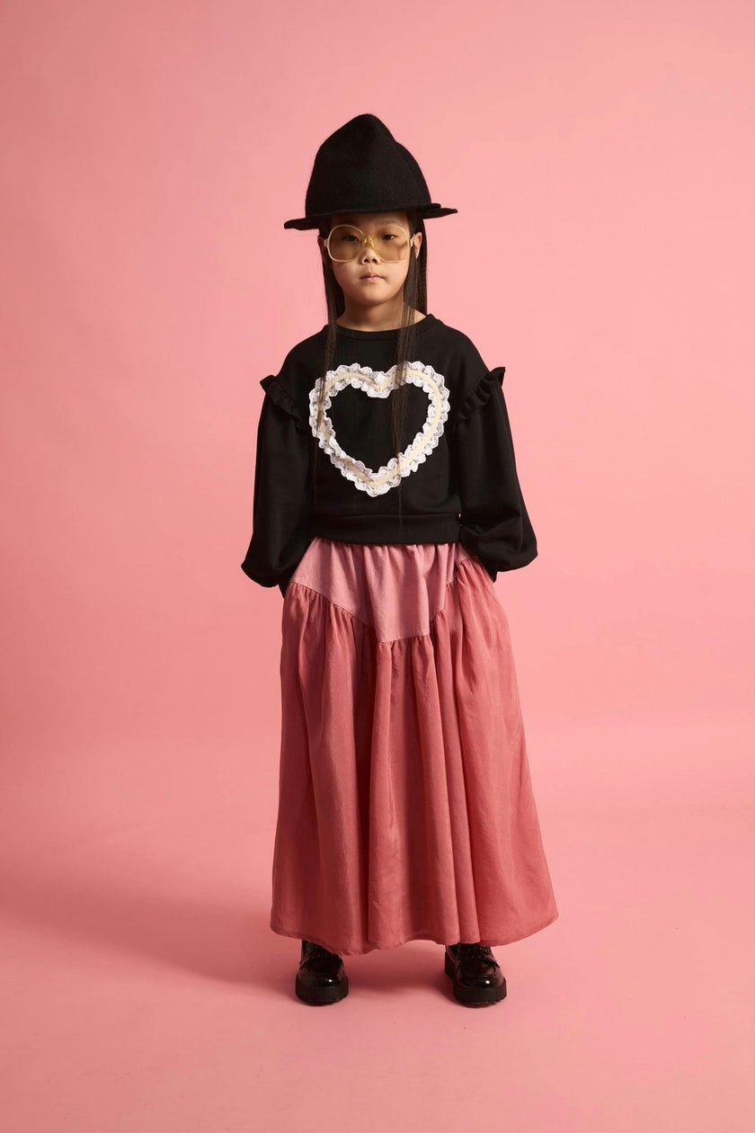 Lace Heart Sweatshirt Black