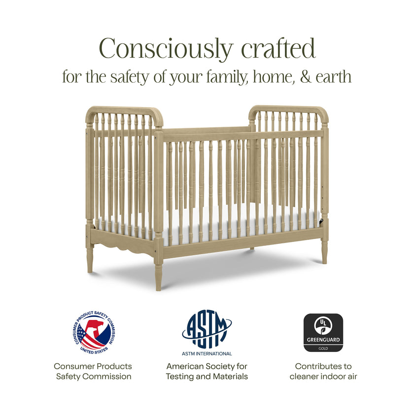 Liberty 3-in-1 Convertible Spindle Crib w/Toddler Bed Conversion Kit in Washed Pine