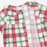 Holiday Plaid - Long Sleeve Ruffle Collar Romper