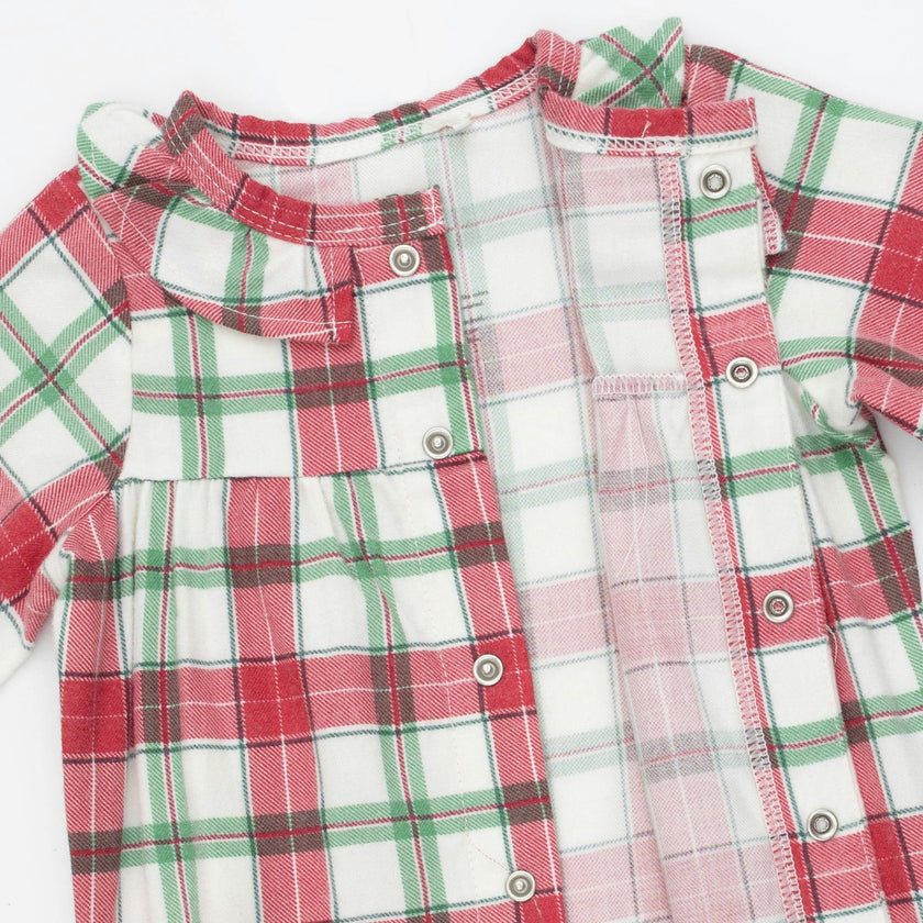 Holiday Plaid - Long Sleeve Ruffle Collar Romper