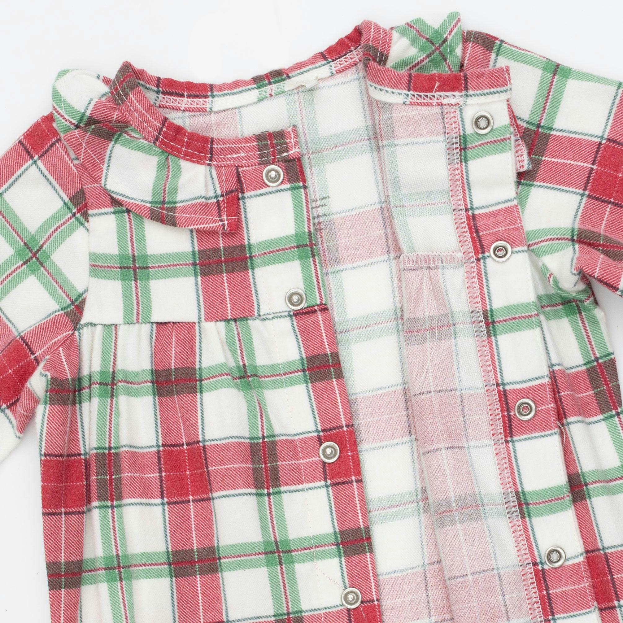 Holiday Plaid - Long Sleeve Ruffle Collar Romper
