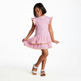 Girls Pink Rib Tiered Dress | Bunny Garden