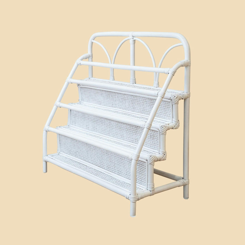 Handcrafted - Elena Kids Montessori Bookshelf (White) - Rattan Wicker