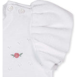 Organic Ruffle Sleeve Pointelle Sweater, White