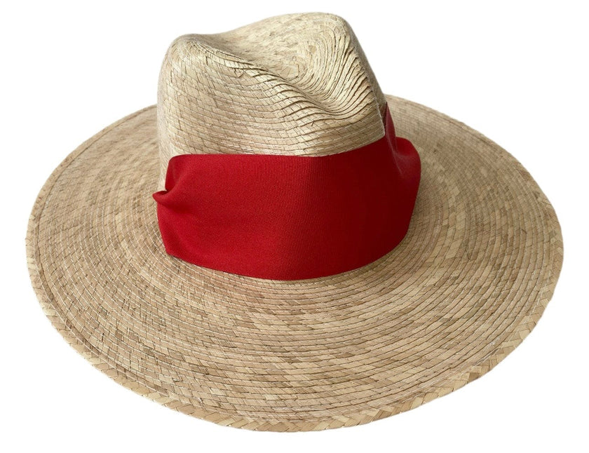 Zinnia Sun Hat - Wide & Short Red Grosgrain Ribbon
