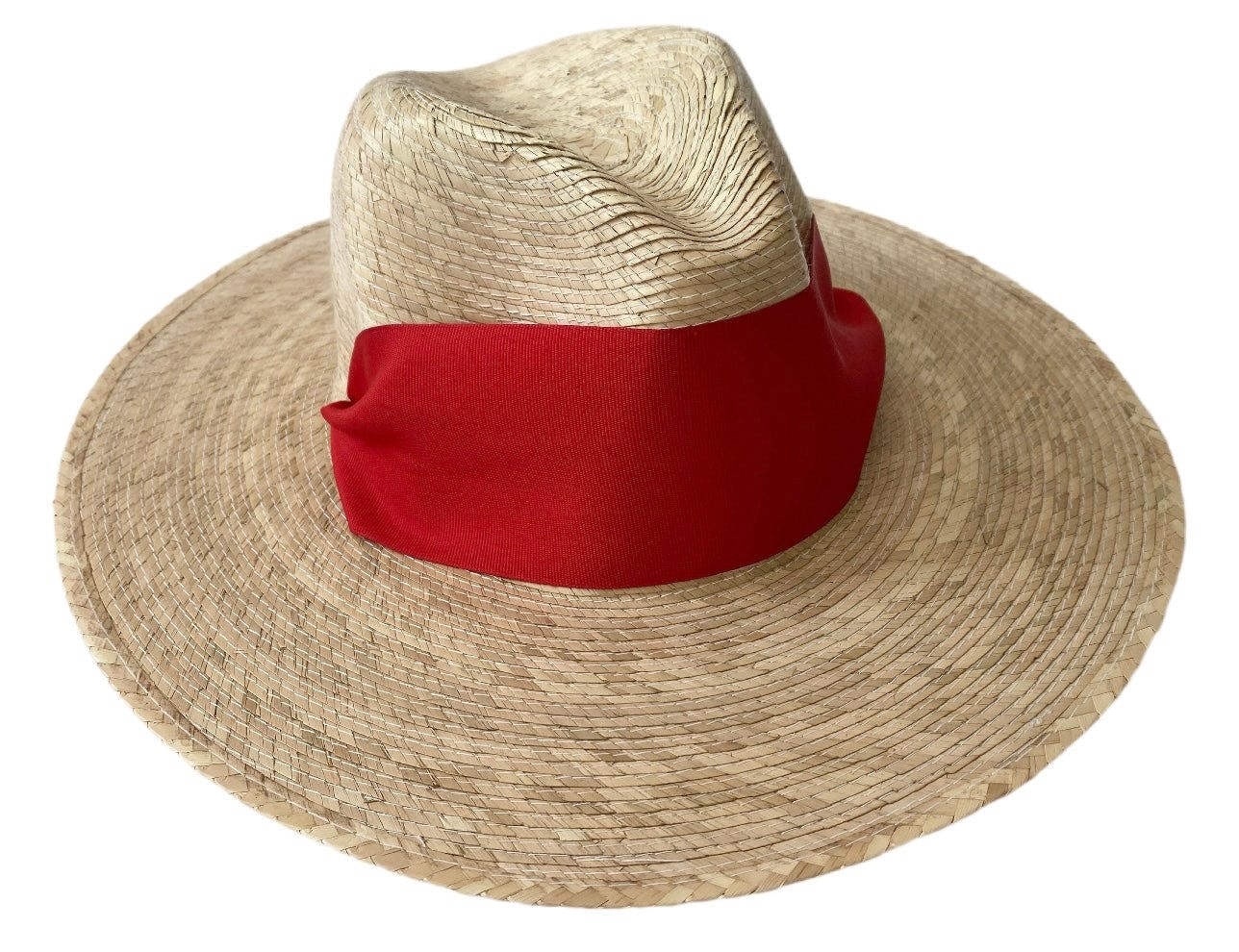 Zinnia Sun Hat - Wide & Short Red Grosgrain Ribbon