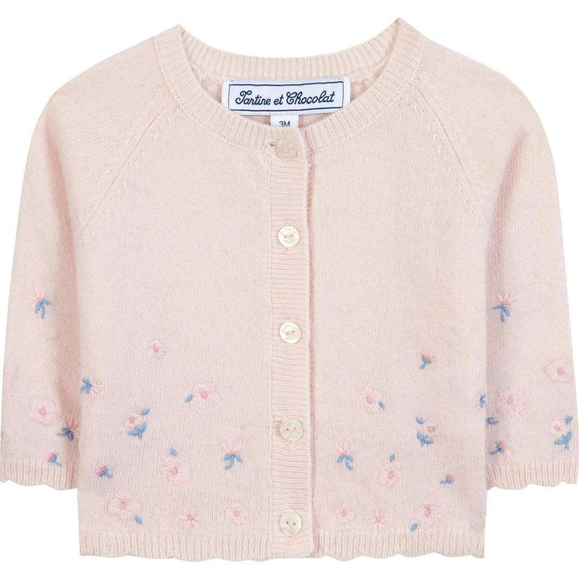 TARTINE ET CHOCOLAT PETALS CARDIGAN - LIGHT PINK