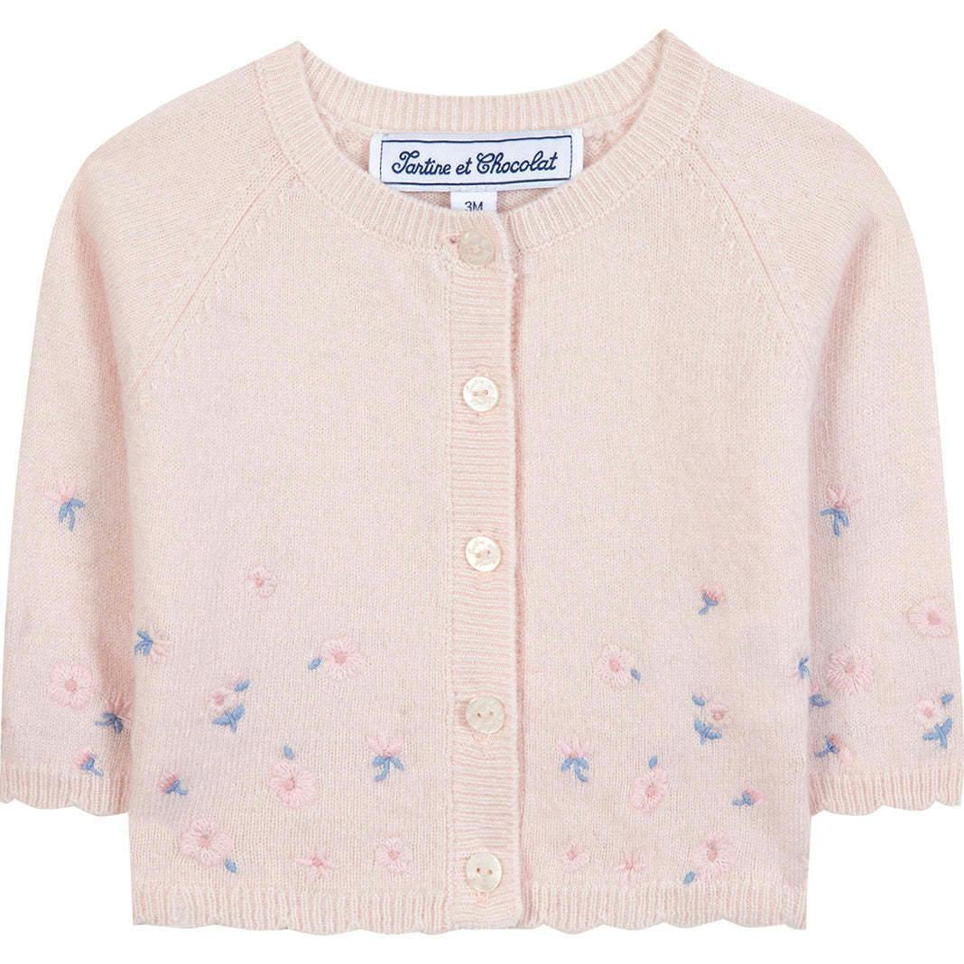 TARTINE ET CHOCOLAT PETALS CARDIGAN - LIGHT PINK