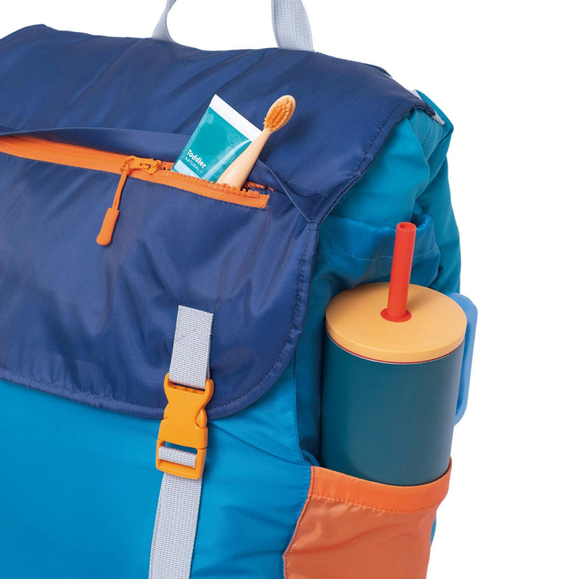 Sleep-N-Pack™ – Big Kid Size | Color Block Camp Collection: Enamel Blue, Persimmon & Navy Blue