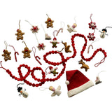 24 Piece Set- Iconic Christmas Mini Tabletop Tree Set- Hand Felted Wool