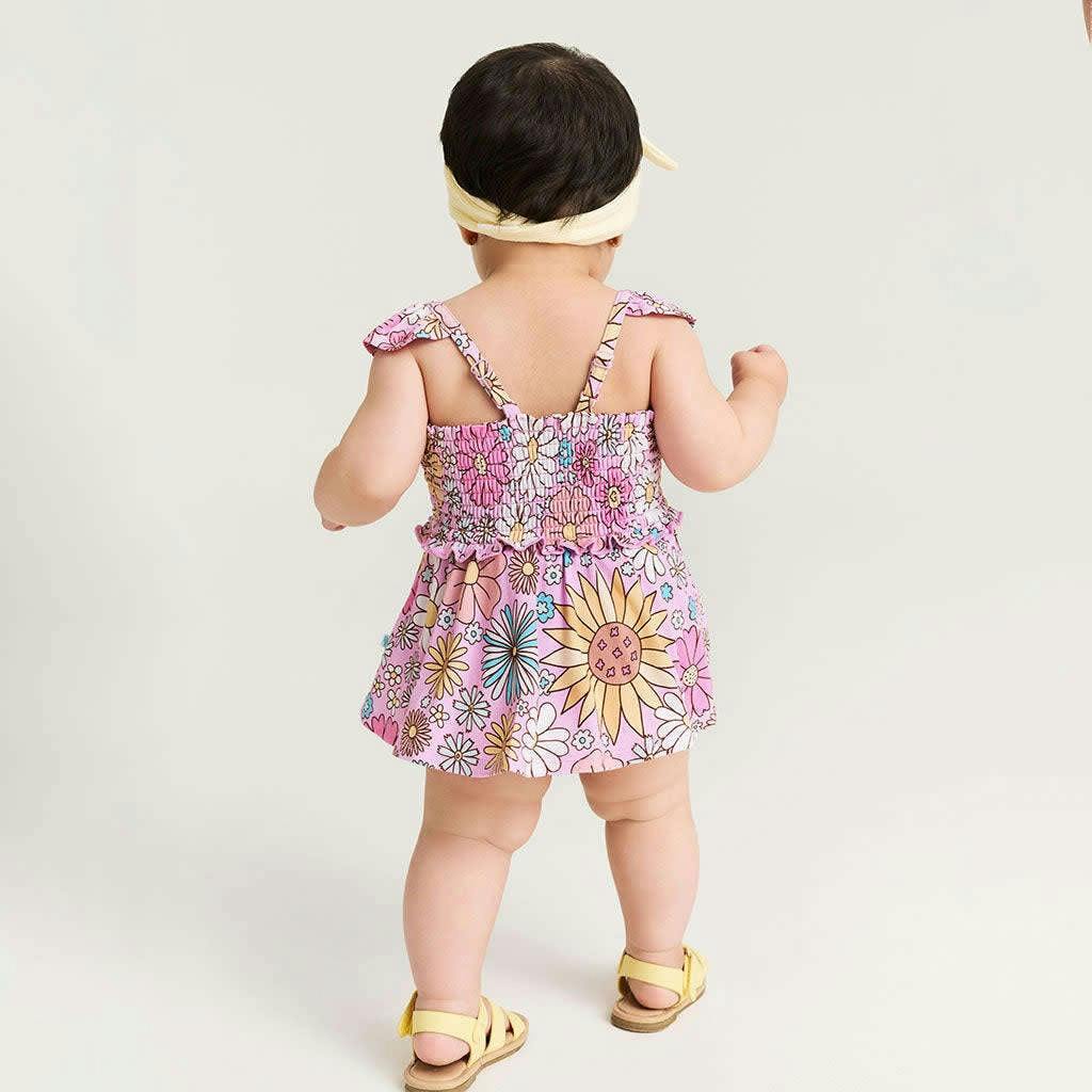 Presley Pink Smocked Babydoll Bummie Set