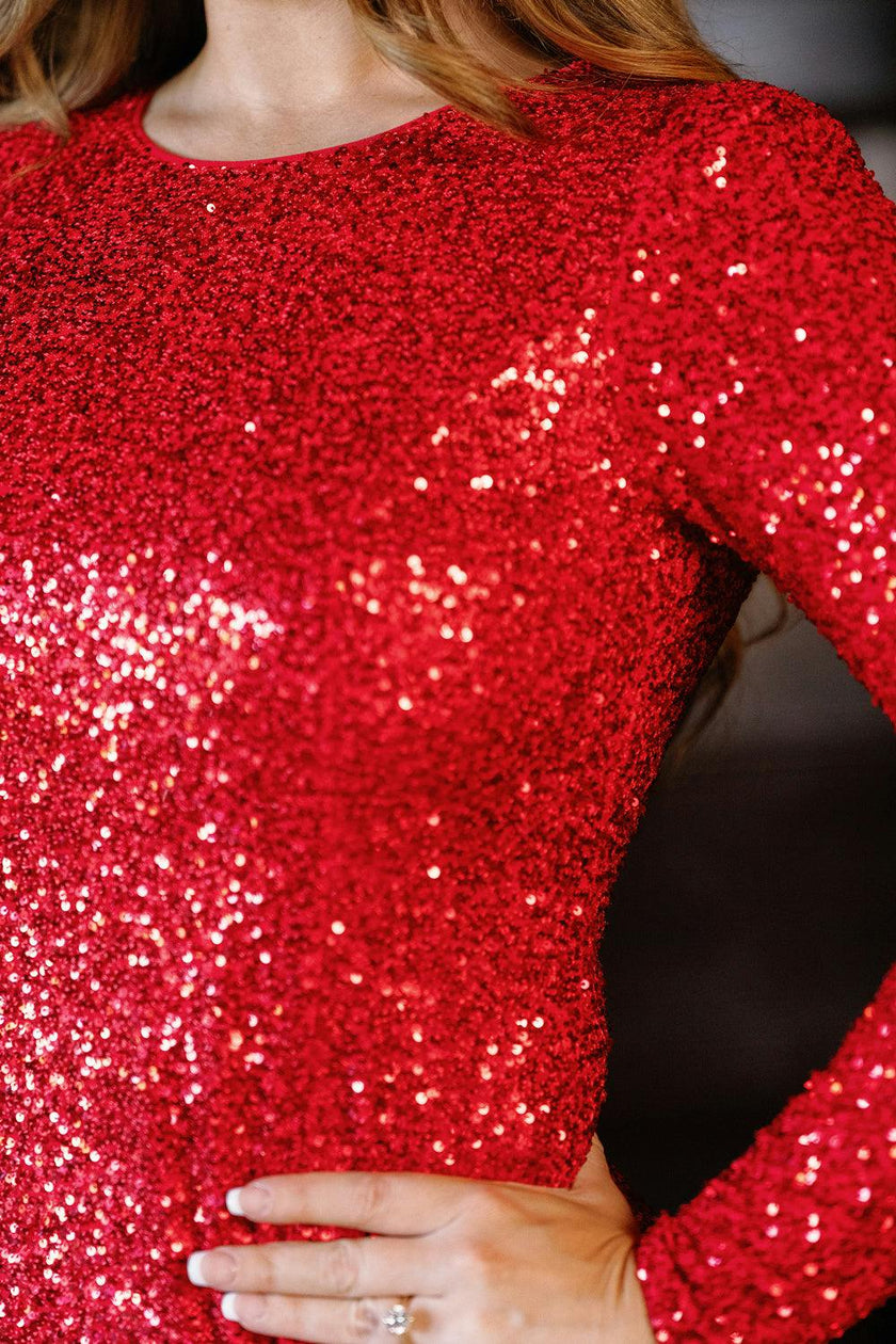 Luminaria Short Dress in Poinsettia Sequin