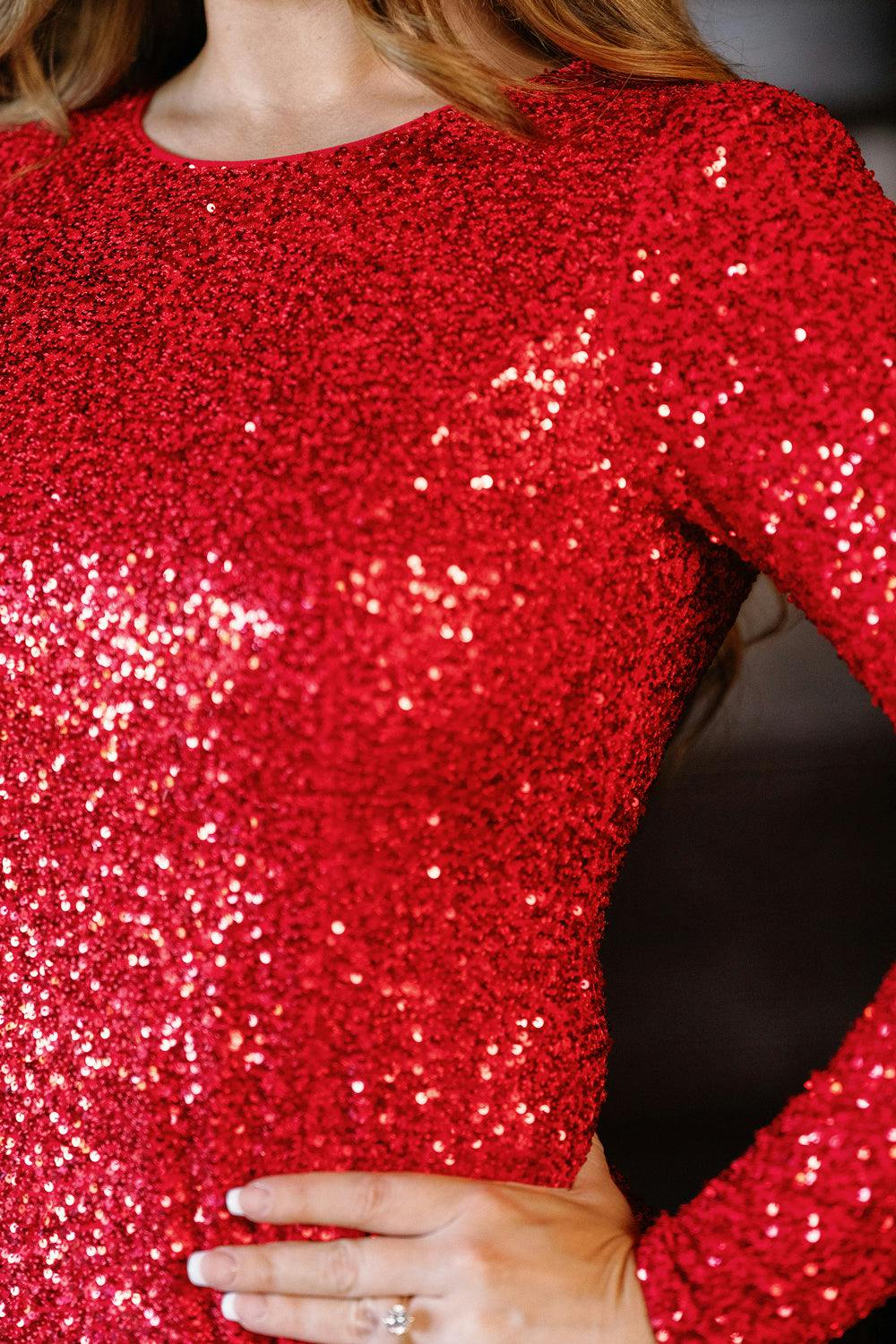 Luminaria Short Dress in Poinsettia Sequin