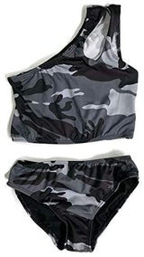 Girl's Two Piece One Shoulder Bathing Suit