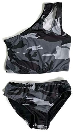 Girl's Two Piece One Shoulder Bathing Suit