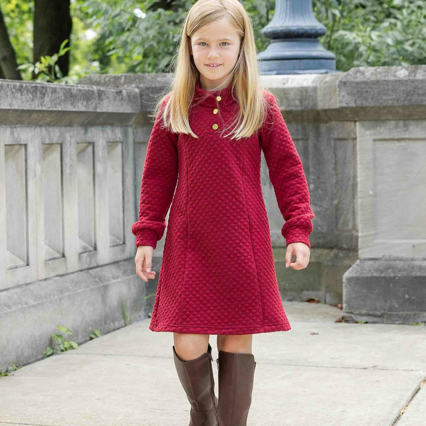 Quilted Knit Dress With Buttons