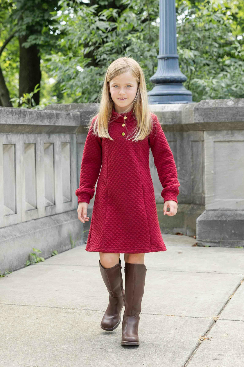 Quilted Knit Dress With Buttons