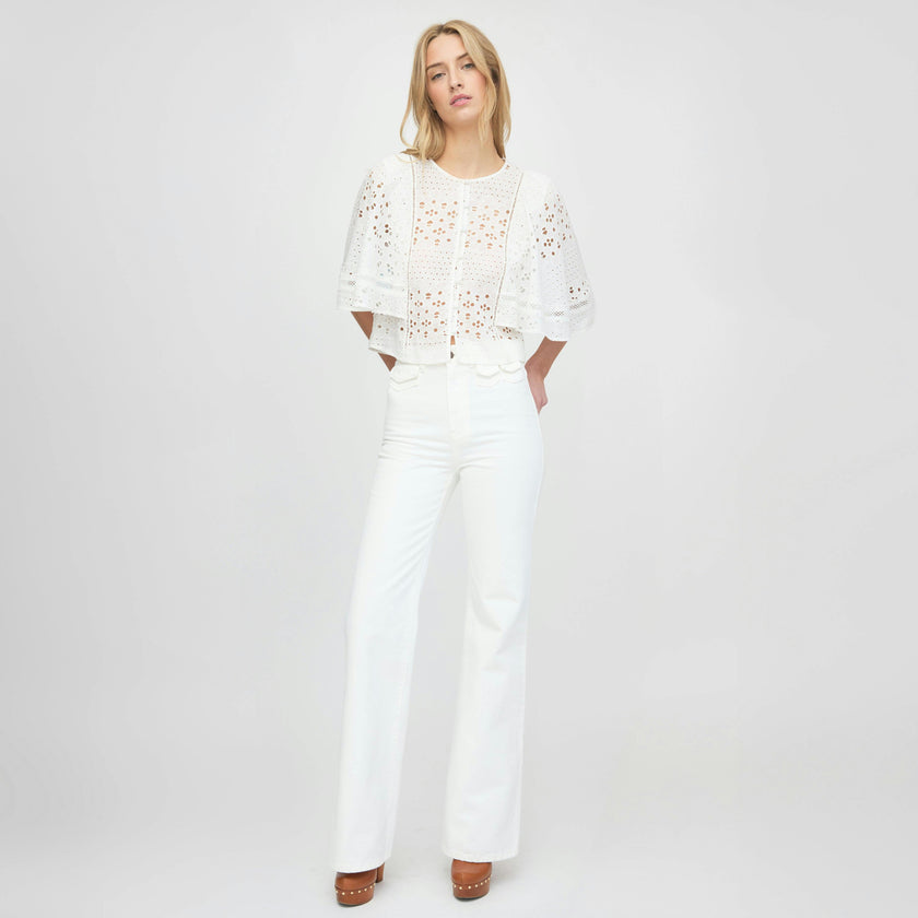 The Meadow Top - White Floral Broderie
