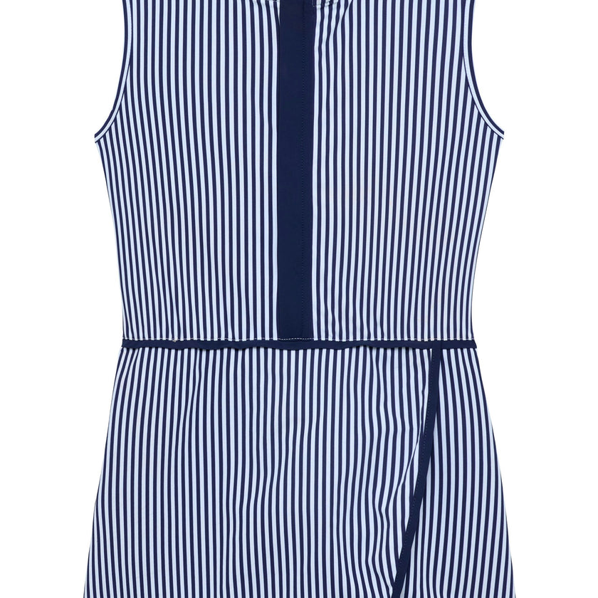 navy thin stripe court dress