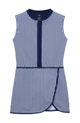 navy thin stripe court dress