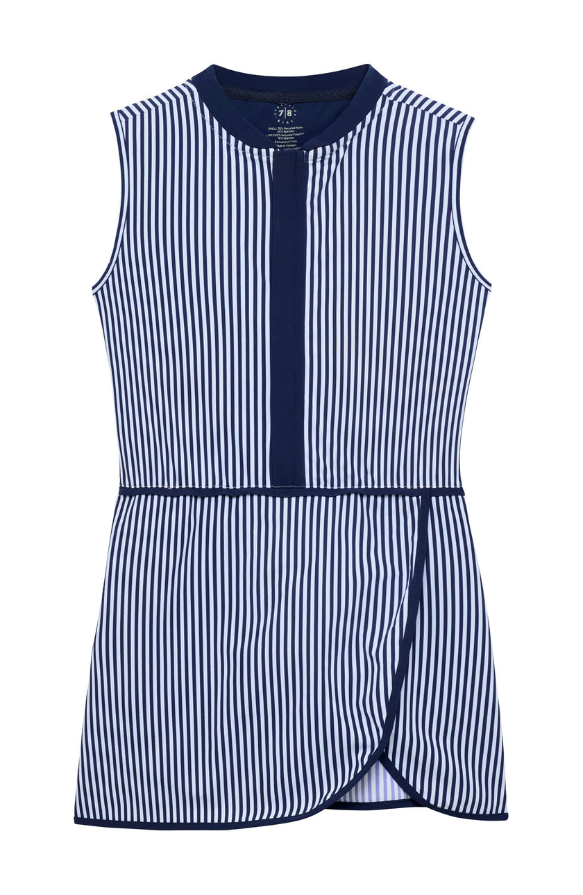 navy thin stripe court dress