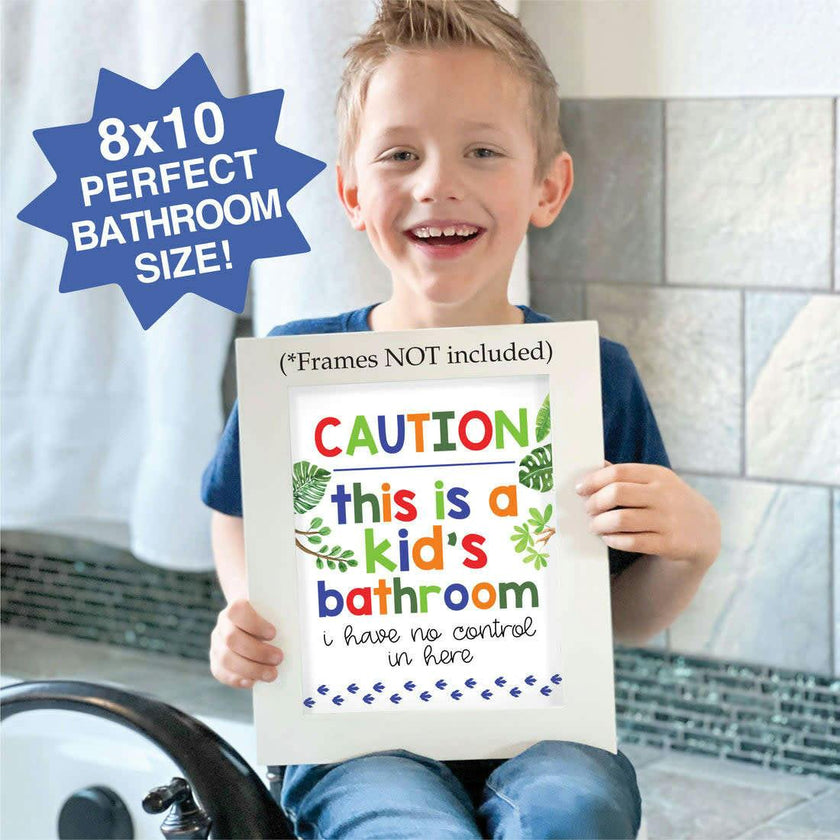 10-Piece Potty Training Charts & 6-Piece Dino Bathroom Wall Art Decor Prints