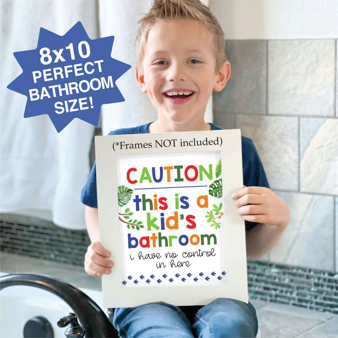 10-Piece Potty Training Charts & 6-Piece Dino Bathroom Wall Art Decor Prints