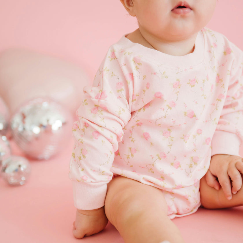 Pink Rose Long Sleeve Romper