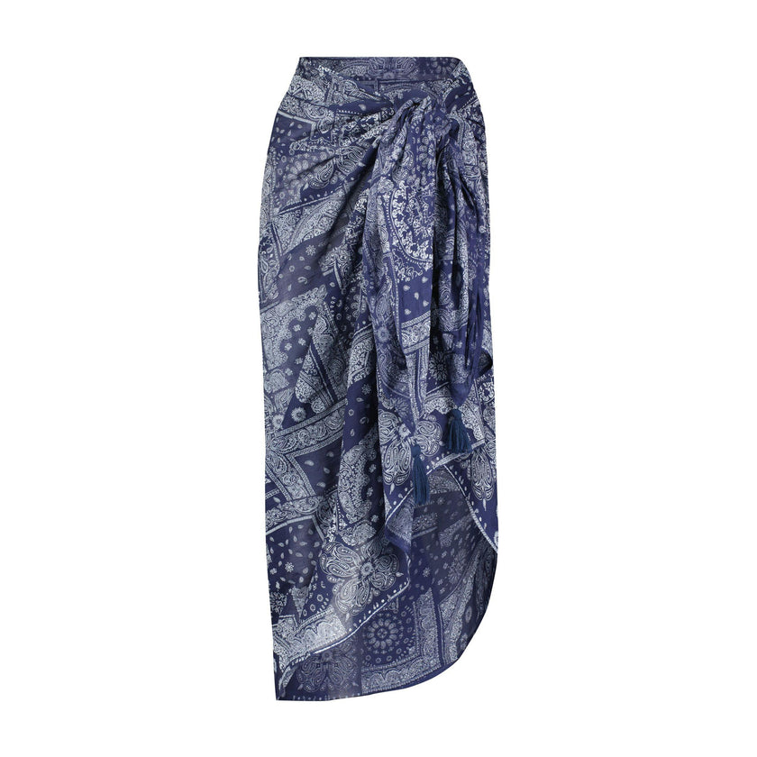 Cotton Saline Pareo Navy Bandana, Navy Bandana