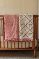 Ruby Strawberry Ruffle Quilt 6 Layer Gauze Blanket