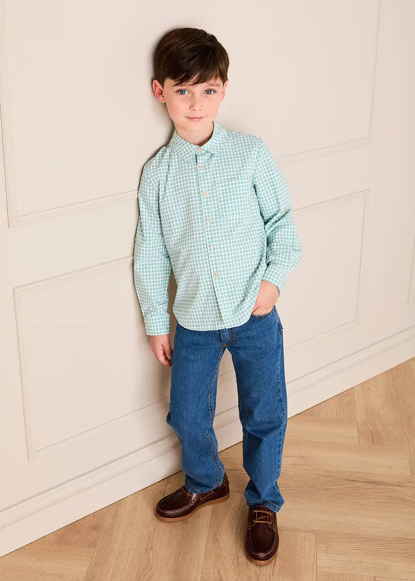Lucas Check Pocket Detail Long Sleeve Shirt in Green (18mths- 10yrs)
