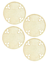 Set of 4 Handwoven Iraca Olive Motif Chargers